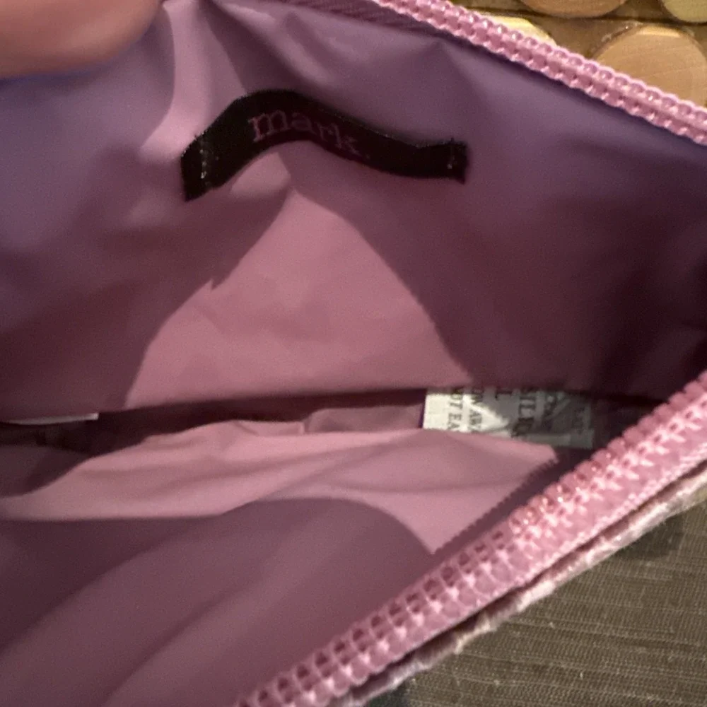 Avon Mark Purple Multicolor Faux Snakeskin Makeup Travel Bag‎ Small